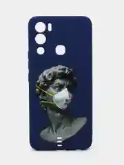 Багровый чехол силиконовый с принтом и защитой камеры для Infinix HOT 12i