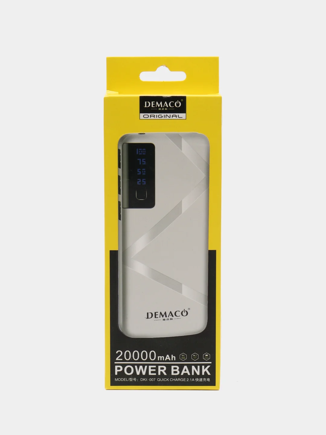 Белый внешний аккумулятор Power Bank Demaco 20000