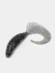 Серый съедобный твистер Lucky John Pro Series Crusher Grub