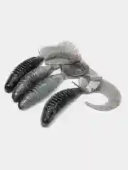 Серый съедобный твистер Lucky John Pro Series Crusher Grub