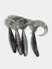 Серый съедобный твистер Lucky John Pro Series Crusher Grub