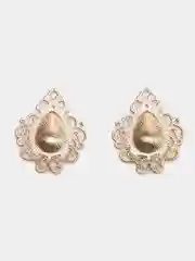 Серый кабошон "Ювелирная серединка", золотистая оправа, 2 штуки