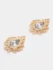 Серый кабошон "Ювелирная серединка", золотистая оправа, 2 штуки