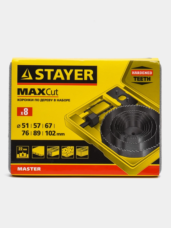 Набор кольцевых коронок по дереву STAYER Maxcut, 6 штук, 51 - 102 мм