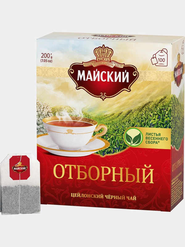 Чай в пакетиках Майский Отборный черный 100 пакетиков