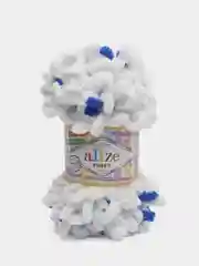 Синий пряжа Alize Puffy Color, петельки большие, 100 г, 9 м