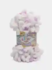 Слоновая кость пряжа Alize Puffy Color, петельки большие, 100 г, 9 м
