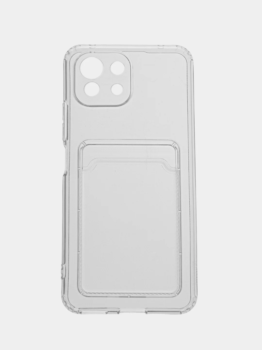 Прозрачный чехол с карманом для карт на Xiaomi Mi 11 Lite, прозрачный, силиконовый