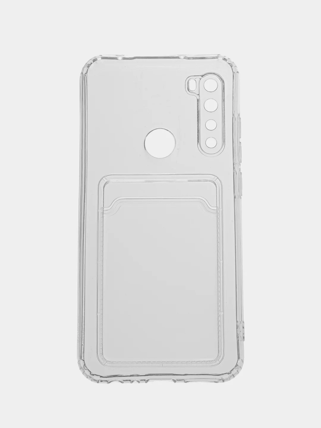 Прозрачный чехол силиконовый с карманом для карт на Xiaomi Redmi Note 8, прозрачный