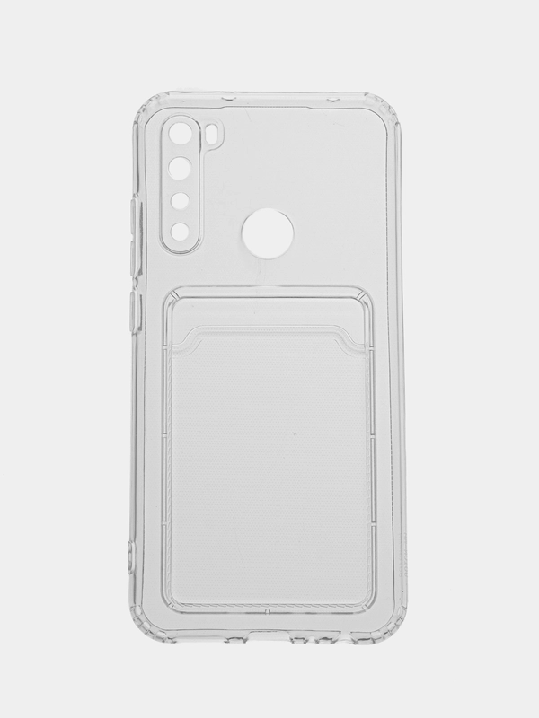 Чехол силиконовый с карманом для карт на Xiaomi Redmi Note 8, прозрачный