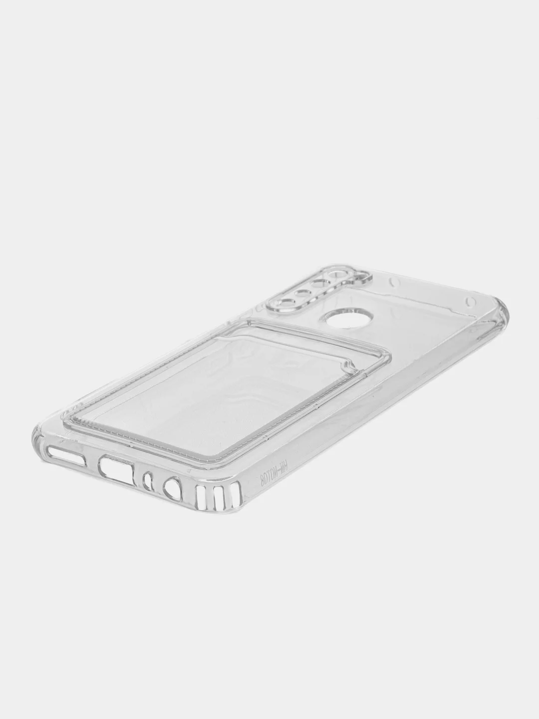 Прозрачный чехол силиконовый с карманом для карт на Xiaomi Redmi Note 8, прозрачный