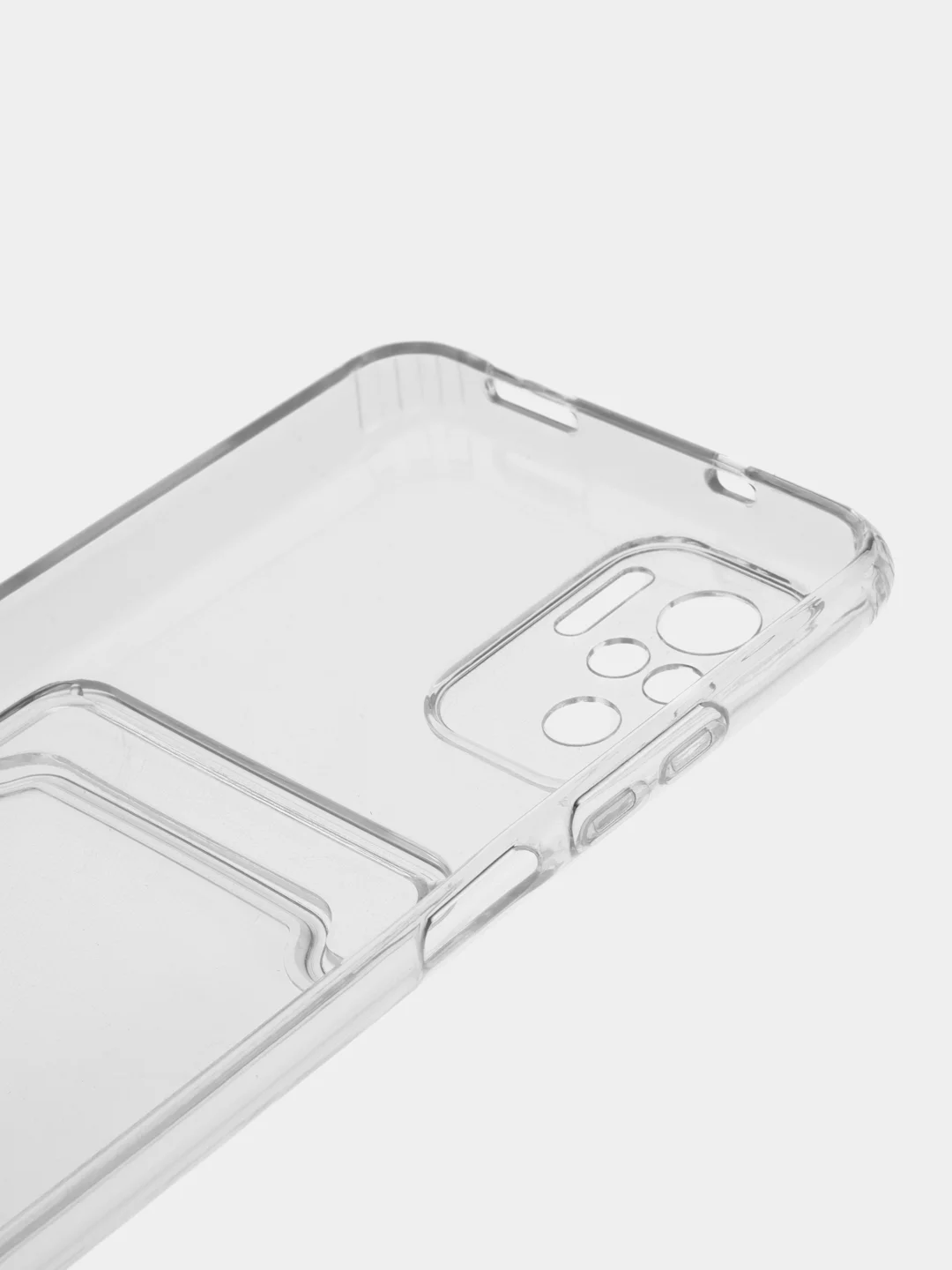 Прозрачный чехол силиконовый с карманом для карт на Xiaomi Redmi Note 10, прозрачный
