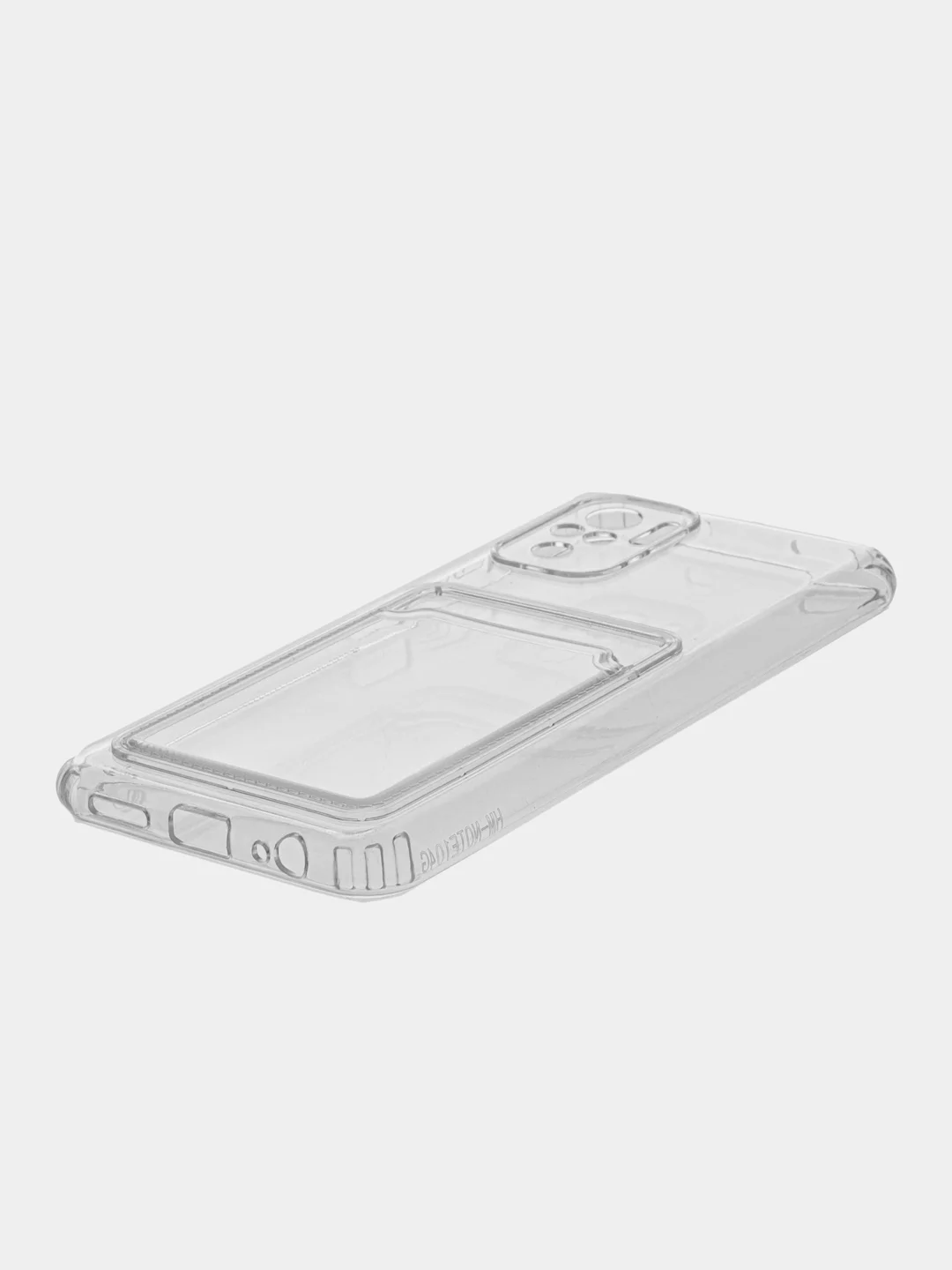 Прозрачный чехол силиконовый с карманом для карт на Xiaomi Redmi Note 10, прозрачный