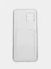 Прозрачный чехол с карманом для карт на Xiaomi Mi 10 Lite, прозрачный, силиконовый