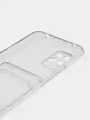 Прозрачный чехол с карманом для карт на Xiaomi Mi 10 Lite, прозрачный, силиконовый