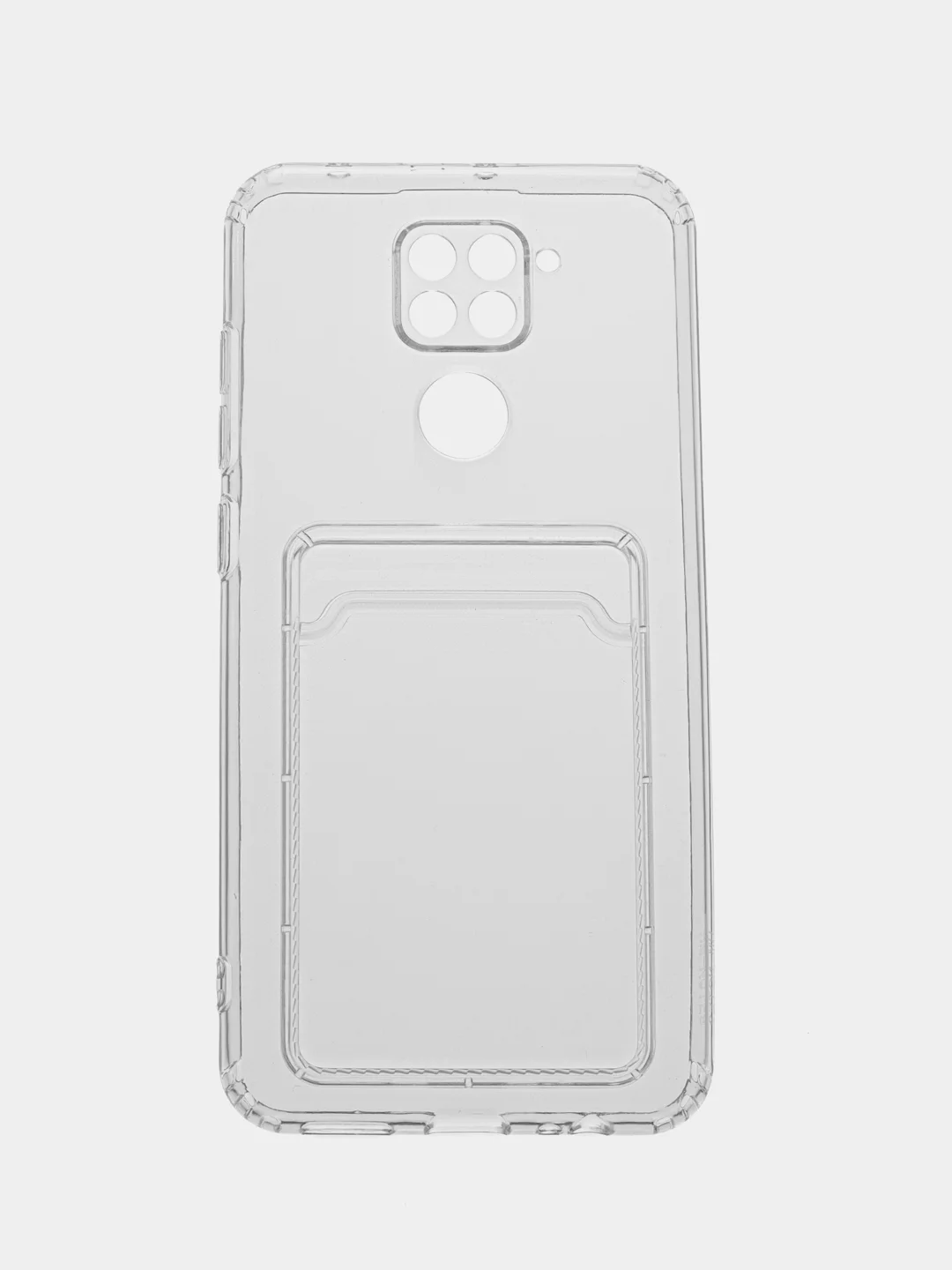 Прозрачный чехол силиконовый с карманом для карт на Xiaomi Redmi Note 9 / 10X 4G, прозрачный