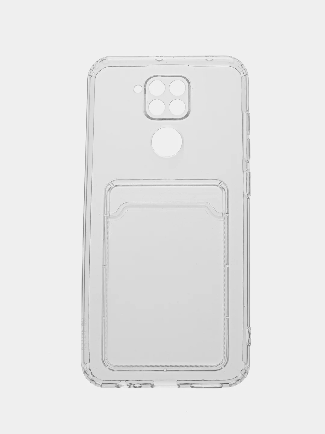 Прозрачный чехол силиконовый с карманом для карт на Xiaomi Redmi Note 9 / 10X 4G, прозрачный