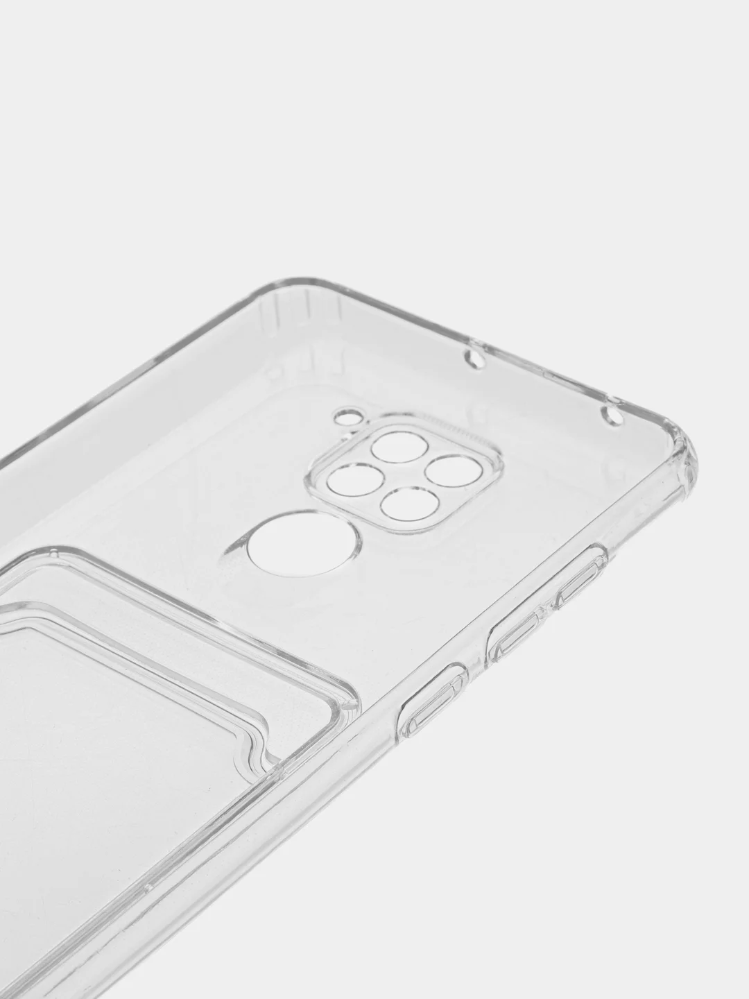 Прозрачный чехол силиконовый с карманом для карт на Xiaomi Redmi Note 9 / 10X 4G, прозрачный