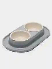 Серый миска для животных двойная, на подставке, 0,3 л
