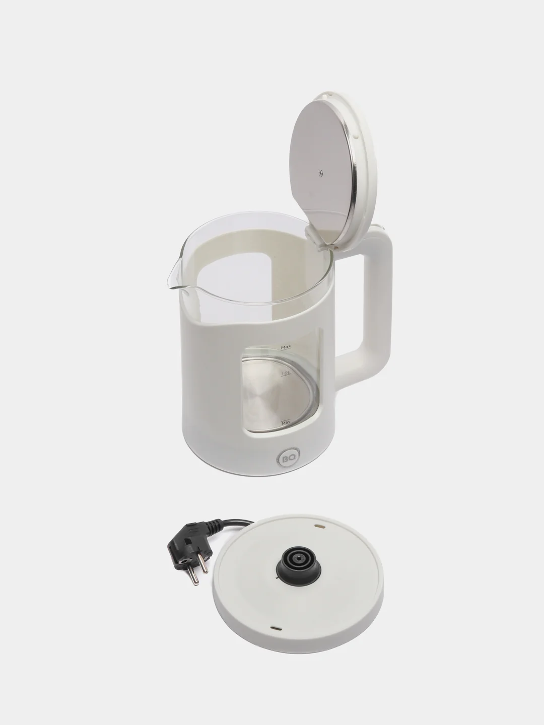 Белый электрический чайник BQ KT2000G, 1.5 л, 500 Вт