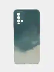 Тёмно-бирюзовый силиконовый чехол с защитой камеры Xiaomi Redmi Note 11 Pro, 10S, 9T, 9C, 9  с рисунком