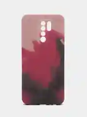 Багровый силиконовый чехол с защитой камеры Xiaomi Redmi Note 11 Pro, 10S, 9T, 9C, 9  с рисунком
