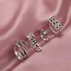 Серый металлик набор колец с разными дизайнами, украшения на палец, бижутерия