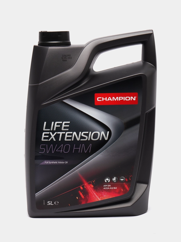 Автомобильное моторное синтетическое масло Champion Life Extension 5w40 HM, 5 литров