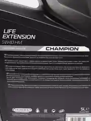 Автомобильное моторное синтетическое масло Champion Life Extension 5w40 HM, 5 литров