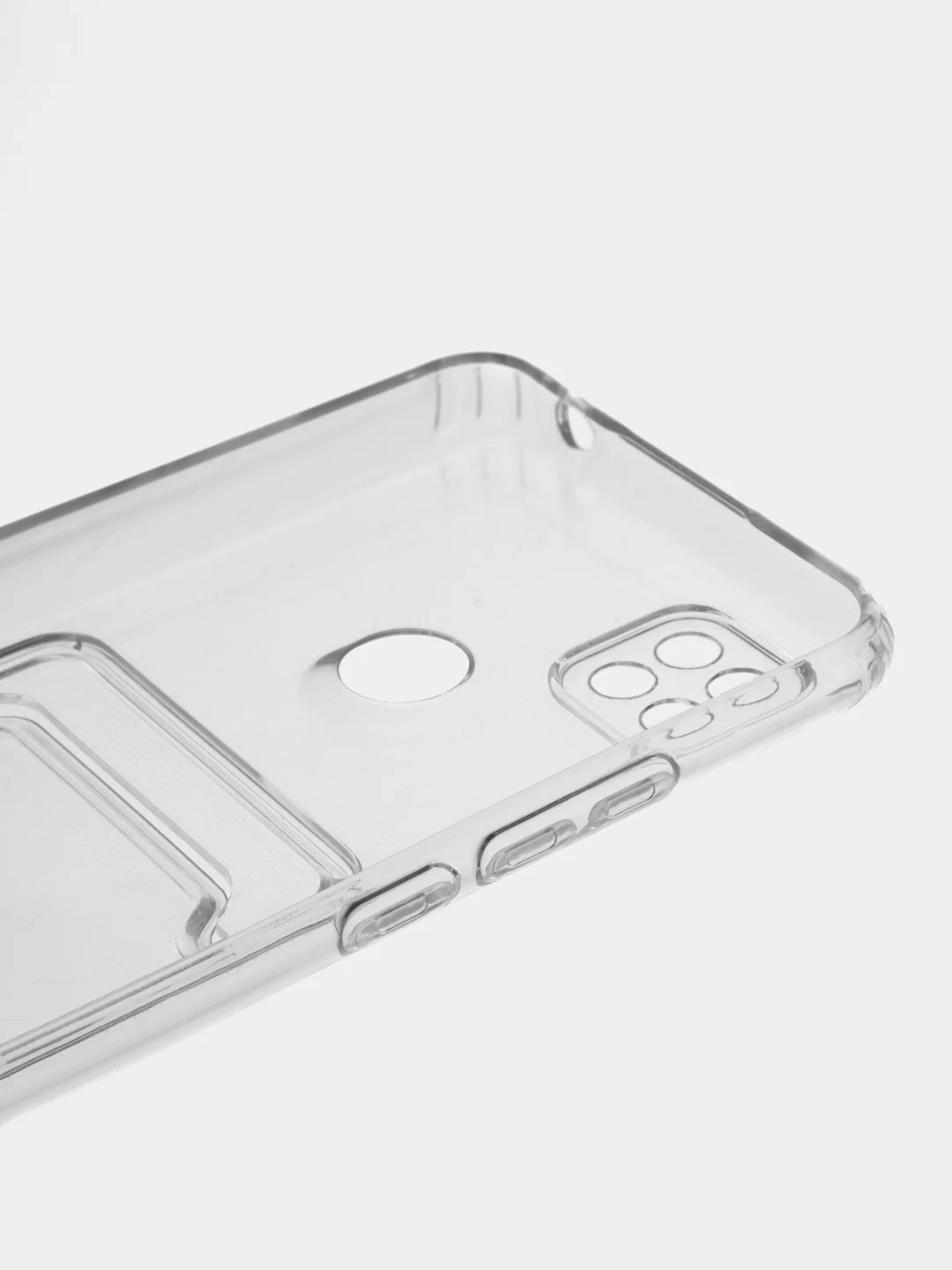 Прозрачный чехол с карманом для карт на Xiaomi Redmi 9C, прозрачный, силиконовый