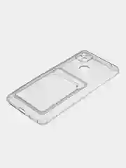 Прозрачный чехол с карманом для карт на Xiaomi Redmi 9C, прозрачный, силиконовый