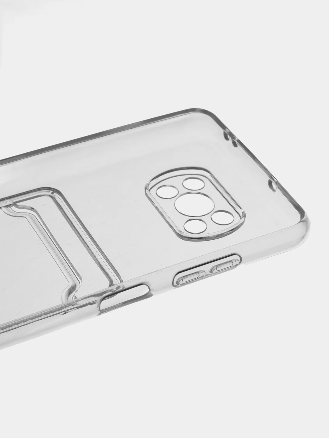 Прозрачный чехол с карманом для карт на Xiaomi POCO X3 / X3 Pro / X3 NFC, прозрачный, силиконовый