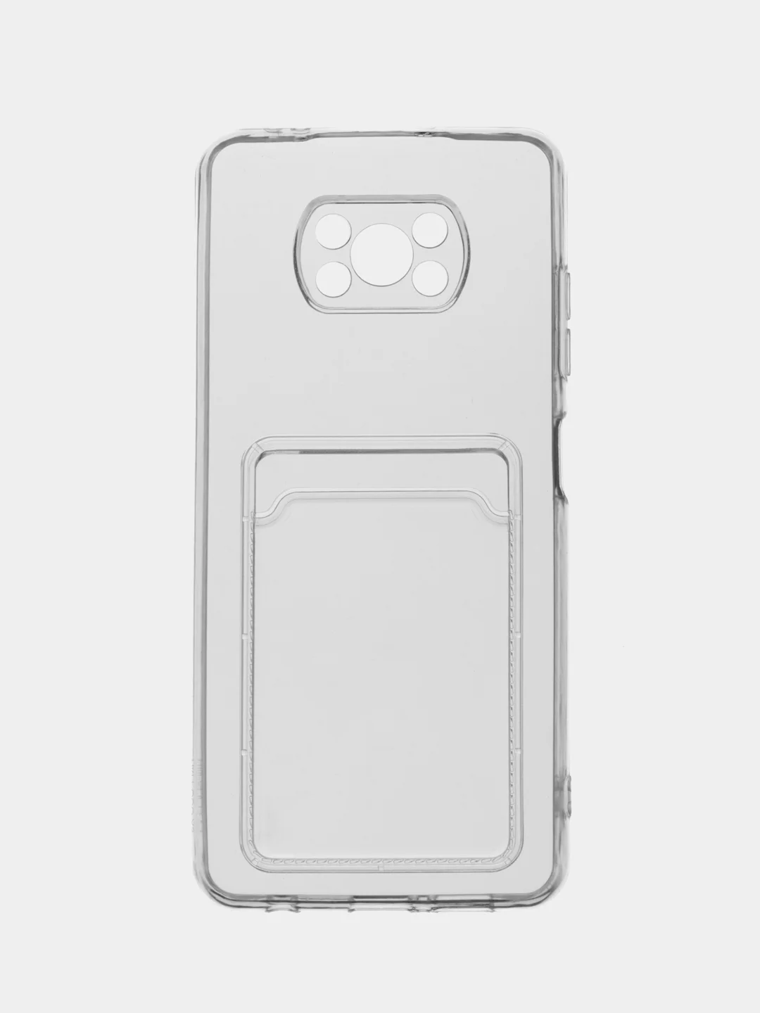 Прозрачный чехол с карманом для карт на Xiaomi POCO X3 / X3 Pro / X3 NFC, прозрачный, силиконовый