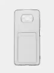 Прозрачный чехол с карманом для карт на Xiaomi POCO X3 / X3 Pro / X3 NFC, прозрачный, силиконовый