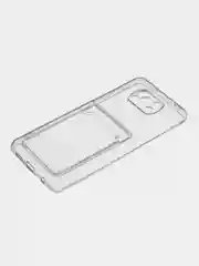 Прозрачный чехол с карманом для карт на Xiaomi POCO X3 / X3 Pro / X3 NFC, прозрачный, силиконовый