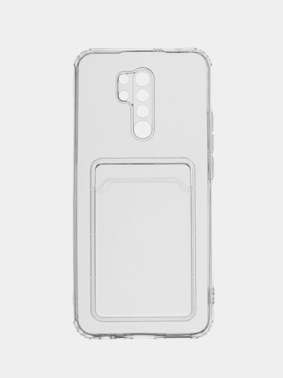 Прозрачный чехол с карманом для карт на Xiaomi Redmi 9, прозрачный, силиконовый
