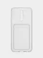 Прозрачный чехол с карманом для карт на Xiaomi Redmi 9, прозрачный, силиконовый