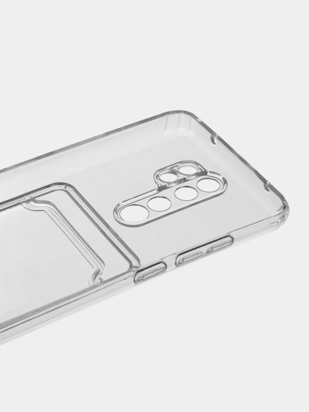 Прозрачный чехол на Xiaomi Redmi Note 8 Pro, прозрачный, силиконовый, с карманом для карт