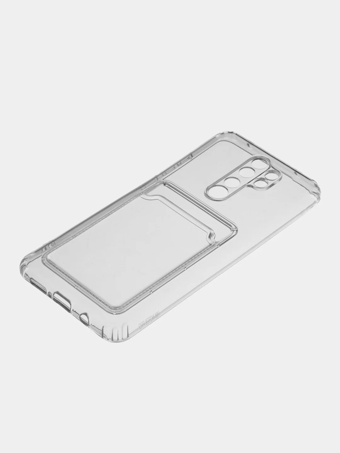 Прозрачный чехол на Xiaomi Redmi Note 8 Pro, прозрачный, силиконовый, с карманом для карт