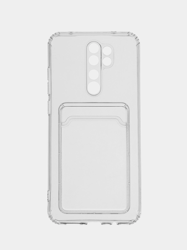 Чехол на Xiaomi Redmi Note 8 Pro, прозрачный, силиконовый, с карманом для карт