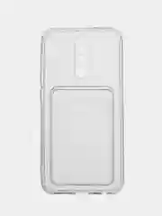 Прозрачный чехол с карманом для карт на Xiaomi Redmi 8, 8A, 8A Ultra, прозрачный, силиконовый