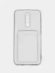 Прозрачный чехол с карманом для карт на Xiaomi Redmi 8, 8A, 8A Ultra, прозрачный, силиконовый