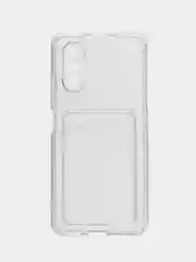 Прозрачный чехол с карманом для карт на Xiaomi POCO F3/K40/K40 Pro/Mi 11i, прозрачный, силиконовый