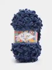 Синий меланж пряжа Alize Puffy Fine, петельки маленькие, 100 г, 14 м