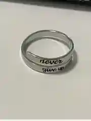 Регулируемое кольцо из нержавеющей стали мужское/ женское "Never give up"