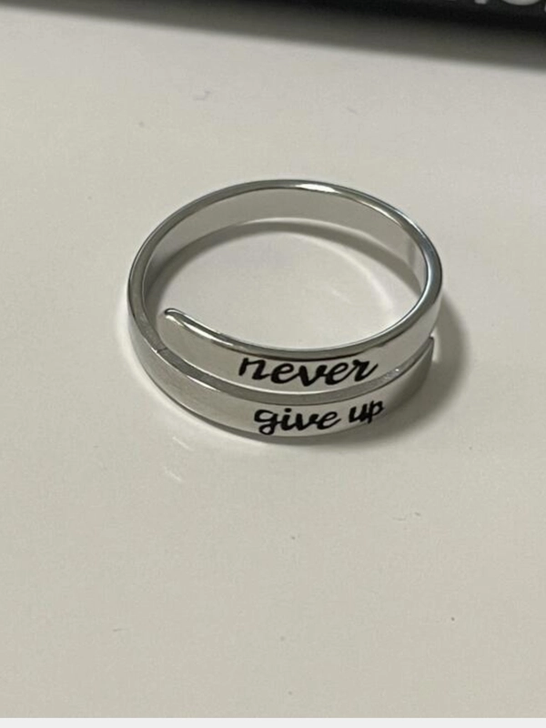 Регулируемое кольцо из нержавеющей стали мужское/ женское "Never give up"