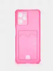 Фуксия чехол противоударный для Realme C35 / Реалми С35 прозрачный, с карманом для карты