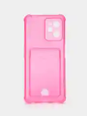 Фуксия чехол противоударный для Realme C35 / Реалми С35 прозрачный, с карманом для карты