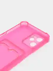 Фуксия чехол противоударный для Realme C35 / Реалми С35 прозрачный, с карманом для карты
