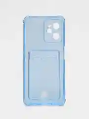 Голубой чехол противоударный для Realme C35 / Реалми С35 прозрачный, с карманом для карты